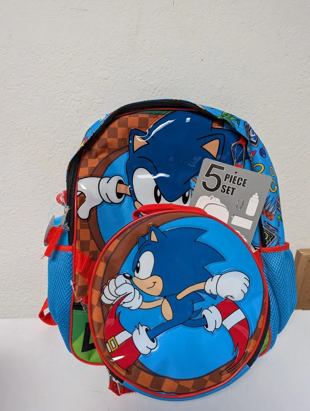 Sonic the Hedgehog 5-piece backpack set lunch bag water bottle